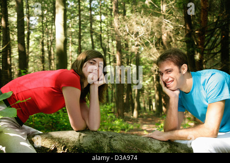 Man standing in forest Stock Photo