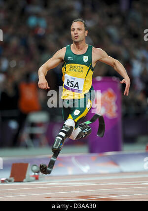 South African Paralympic athlete Oscar Pistorius has been charged with murder after his girlfriend Reeva Steenkamp was shot dead at his home in Pretoria  FILE PHOTO - London - 4x100m Relay Paralympics, London - September 5th 2012  Photo by People Press Stock Photo