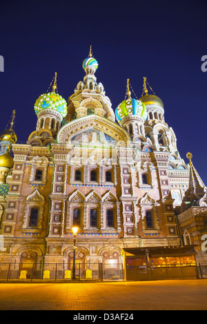 Savior on Blood Cathedral (Church of the Resurrection of Jesus Christ) in St. Petersburg, Russia in the night time Stock Photo