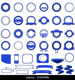 Set of sale badges, labels and stickers without text in blue Stock Photo