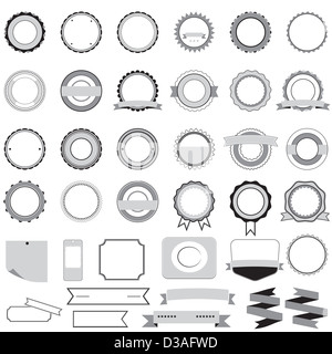 Set of sale badges, labels and stickers without text in gray Stock Photo