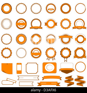 Set of sale badges, labels and stickers without text in orange Stock Photo