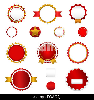 Set of sale badges, labels and stickers without text in red Stock Photo