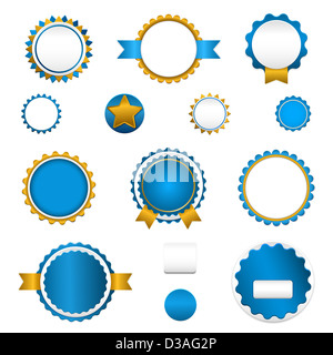 Set of sale badges, labels and stickers without text in blue Stock Photo