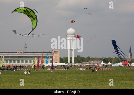 Berlin, Germany, fly kites in Tempelhof Park Stock Photo