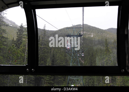 cable car ski lift Banff gondola Sulphur Mountain Banff National Park Alberta Rockies Canada transport scenic Stock Photo