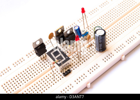 Prototyping electronic board used for testing new designs. Stock Photo