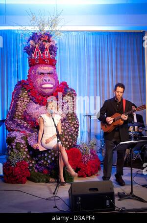 Feb. 13, 2013 - Manhattan, New York, U.S. - Event and wedding designer Preston Bailey weds partner Grammy-nominated singer Theo Bleckmann at the stroke of midnight in a ceremony at the Empire State Building, Thursday, February 14, 2013. (Credit Image: © Bryan Smith/ZUMAPRESS.com) Stock Photo