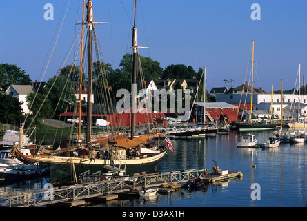 Elk282-1623 Maine, Camden, harbor with modern schooners Stock Photo