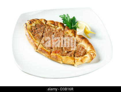 pita bread with meat.closeup.isolated on white background. clipping Path  Stock Photo