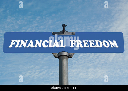 Financial freedom road sign Stock Photo