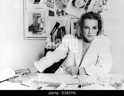 (dpa files) - The German fashion designer Jil Sander, pictured in her office in Hamburg, 1983. Stock Photo