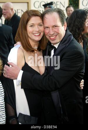 (dpa) - German composer Hans Zimmer and his wife Susanne pose ahead of the 60th Golden Globe Awards in Beverly Hills, 19 January 2003. Zimmer together with B. Adams and G. Peters was nominated for the film score of 'Spirit: Stallion of the Cimarron' for the song 'Here I Am'. Stock Photo