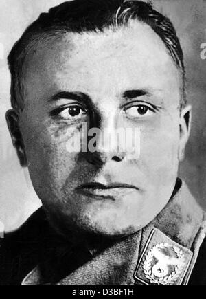 (dpa files) - An undated photo shows Martin Bormann, Adolf Hitler's secretary. Bormann was with Hitler and Goebbels in Hitler's subterranean bunker on 30 April 1945 and since was presumed dead or captured. Although his whereabouts were unconfirmed at the time of the trial, he was one of the principl Stock Photo