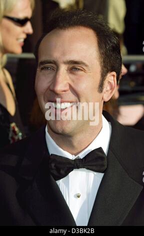 (dpa) - The US actor Nicolas Cage ('Adaptation', 'The Rock', 'Face Off') arrives at the Screen Actors Guild Awards in Los Angeles, California, 9 March 2003. Stock Photo