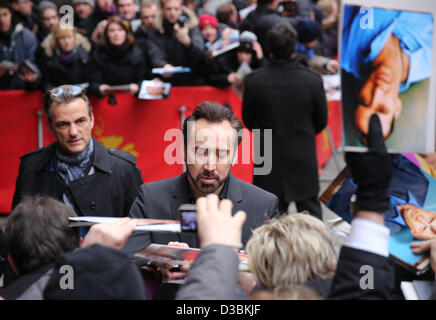 US actor Nicolas Cage arrives for the photocall of 'The Croods' during the 63rd annual Berlin International Film Festival, in Berlin, Germany, 15 February 2013. The movie is presented in competition out of competition at the Berlinale. Photo: Kay Nietfeld/dpa Stock Photo