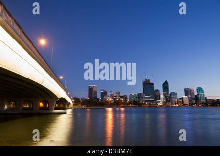 Narrows Bridge and city skyline at twilight. Perth, Western Australia, Australia Stock Photo