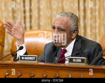 Wahsinton D.C.,U.S. 14th Feb, 2013. United States Representative Charles Rangel (Democrat of New York) questions a witness during a hearing by the U.S. House Ways and Means Committee on 'Oversight Plan for the 113th Congress and Tax Reform and Charitable Contributions' in Washington, D.C. on Thursday, February 14, 2013.Credit: Ron Sachs/CNP/dpa/Alamy Live News Stock Photo