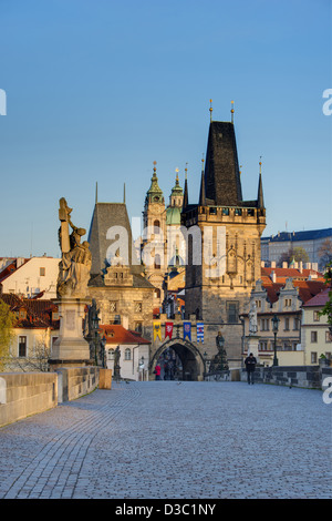 View From Along Charles Bridge Towards Mala Strana And Prague Castle Stock Photo