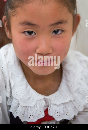 North Korea, girl in North Korean leisure park in North Korea Stock