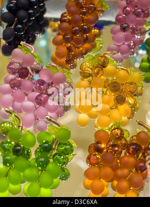 Decorative Glass Grapes from the island of Murano in the Venetian Lagoon Italy Stock Photo