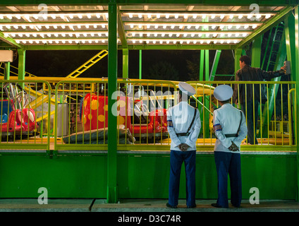 Policemen At Kaeson Youth Park, Pyongyang, North Korea Stock Photo