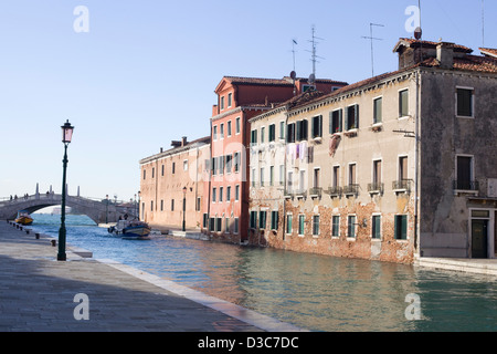 View along the Grand Canal of Sinking City Venice Italy Stock Photo