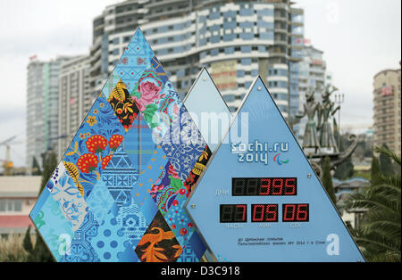 View of the Winter Olympics countdown clock in Sochi, Russia, 05 February 2013. The 2014 Olympic Games are held in Sochi. Photo: JAN WOITAS Stock Photo