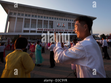 North Korean Students Doing Ballroom Dance On September 9, Pyongyang, North Korea Stock Photo