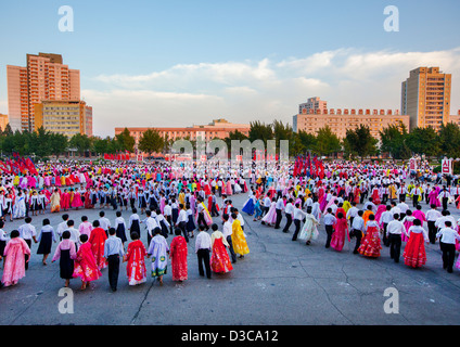 North Korean Students Doing Ballroom Dance On September 9, Pyongyang, North Korea Stock Photo