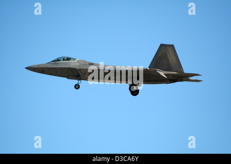 US Air Force F-22 Raptor landing Stock Photo