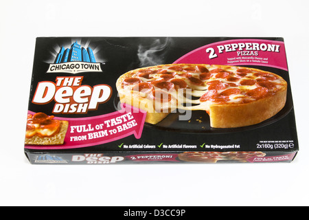 Chicago Town small deep dish frozen pepperoni pizzas Stock Photo