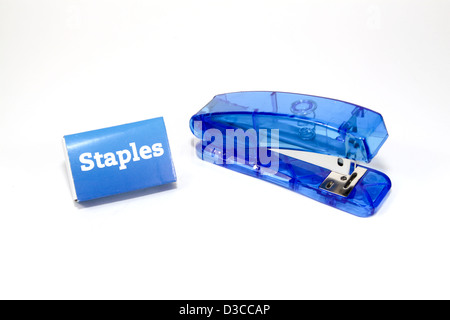Small plastic stapler with staples Stock Photo