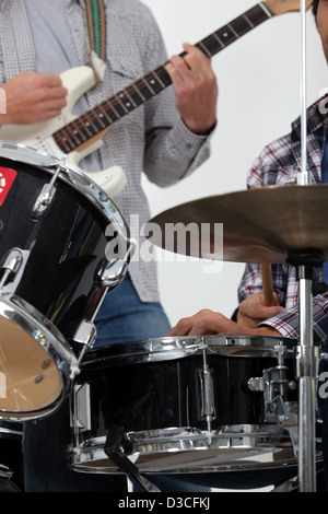 Drummer in a band Stock Photo