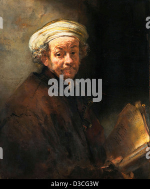 Rembrandt van Rijn, Self-portrait as the Apostle Paul. 1661 Oil on canvas. Rijksmuseum Amsterdam. Stock Photo