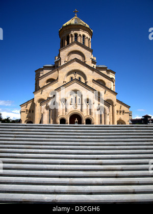 The Holy Trinity Cathedral of Tbilisi, commonly known as Sameba, the main Cathedral of the Georgian Orthodox Church. Stock Photo