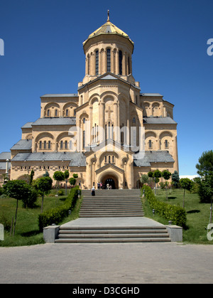 The Holy Trinity Cathedral of Tbilisi, commonly known as Sameba, the main Cathedral of the Georgian Orthodox Church. Stock Photo