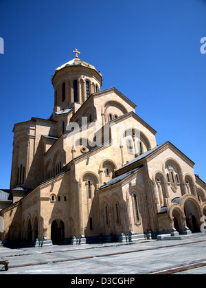 The Holy Trinity Cathedral of Tbilisi, commonly known as Sameba, the main Cathedral of the Georgian Orthodox Church. Stock Photo