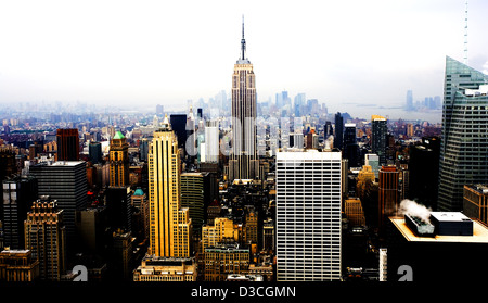 Cityscape Of Midtown And Empire State Building From The Rockerfeller Observation Deck, New York, Usa Stock Photo