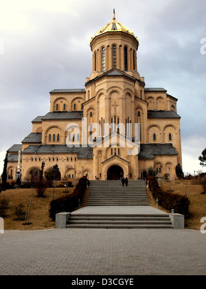 The Holy Trinity Cathedral of Tbilisi, commonly known as Sameba, the main Cathedral of the Georgian Orthodox Church. Stock Photo