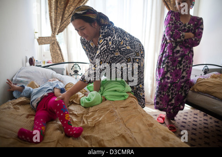 Children with polio at the Republican Children's Rehabilitation Center, 20 km from Dushanbe, Tajikistan Stock Photo