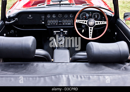 Seats and steering wheel, Jaguar E-Type Stock Photo