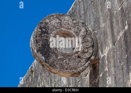 Stone ring in the Great Ball Court at Chichen Itza, Mexico Stock Photo