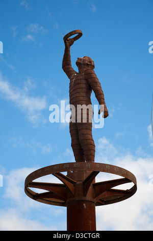 Statue built from metal from Mount Stromlo Observatory telescope on display outisde Questacon Parkes Canberra ACT Australia Stock Photo