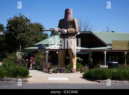 The Big Ned statue celebrates one of Australia's best known Highway Robbers - Glenrowan Victoria Australia Stock Photo