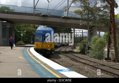 Katoomba, Australia, the entrance of a train station in the CityRail Stock Photo