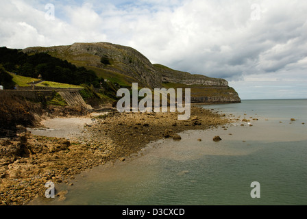 WALES; CAERNARVONSHIRE; LLANDUDNO; BEGINNING OF GREAT ORME, RAILWAY LINE AND GARDENS Stock Photo
