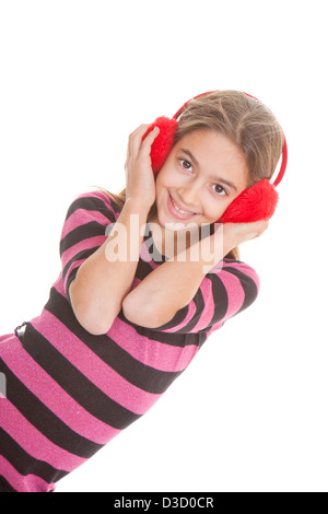 teen listening music wearing headphones Stock Photo