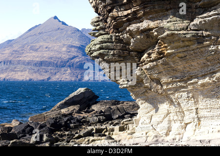 The Cuillin Mountains and Loch Scavaig from Elgol beach Isle of Skye Stock Photo