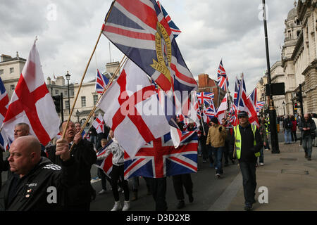 London, UK. Saturday 16th February 2013. Ulster loyalists march along Whitehall to show support for the Union flag    Credit:  Mario Mitsis / Alamy Live News Stock Photo